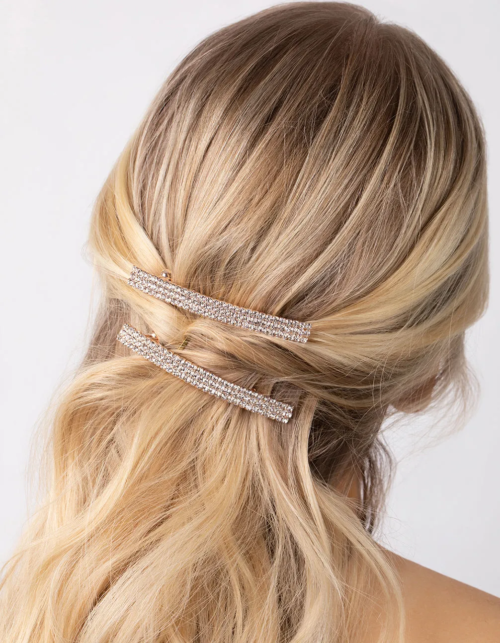 Rose Gold Double Diamante Barrette