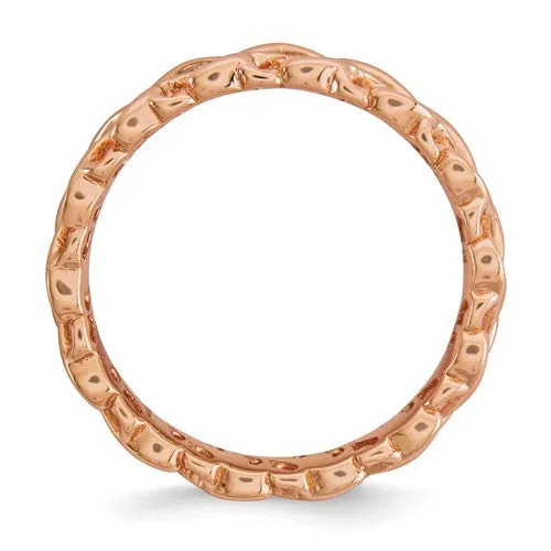 Rose Gold Over Sterling Silver Stackable Expressions Intertwined Hearts Ring