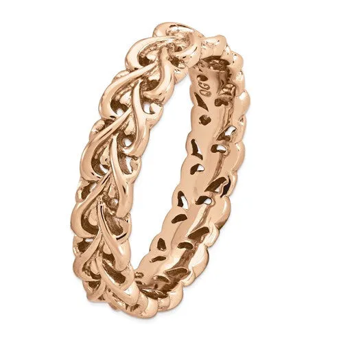 Rose Gold Over Sterling Silver Stackable Expressions Intertwined Hearts Ring