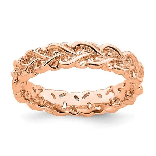 Rose Gold Over Sterling Silver Stackable Expressions Intertwined Hearts Ring