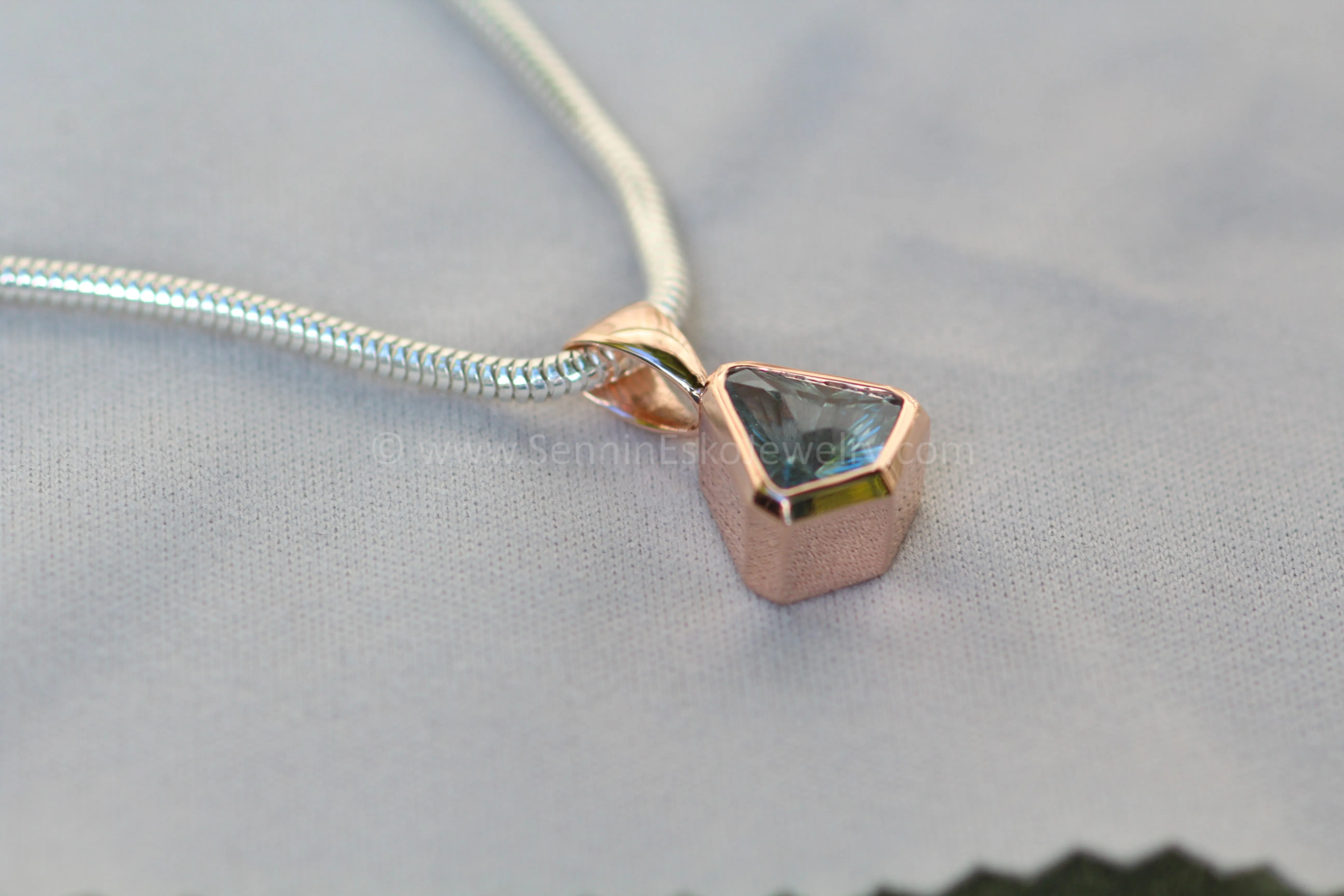 Rose Gold Pendant for Small & Medium Sized Gems - Depicted with a Fantasy cut 1.8 carat Umba Sapphire (Setting Only, Center Stone Sold Separately)