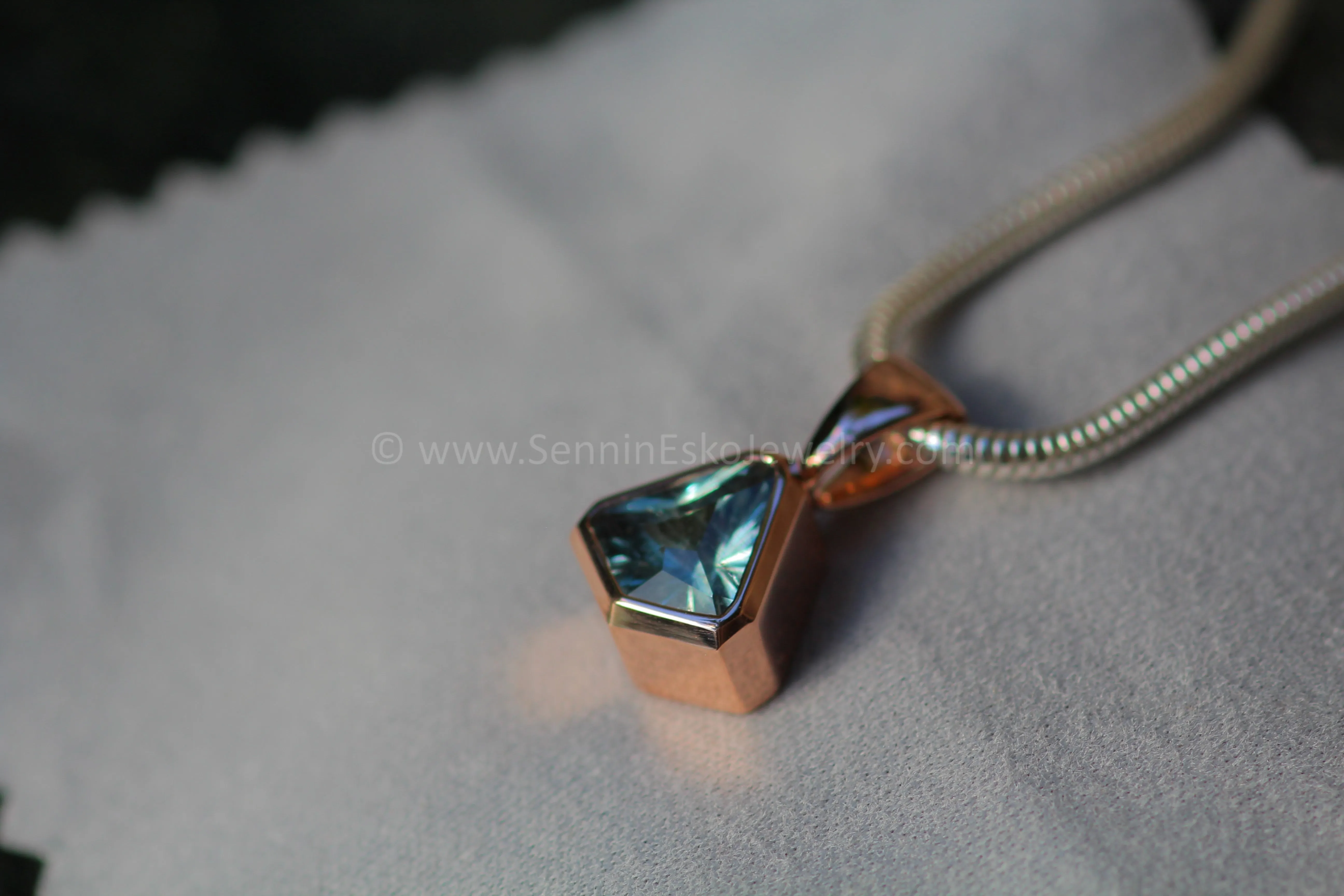 Rose Gold Pendant for Small & Medium Sized Gems - Depicted with a Fantasy cut 1.8 carat Umba Sapphire (Setting Only, Center Stone Sold Separately)