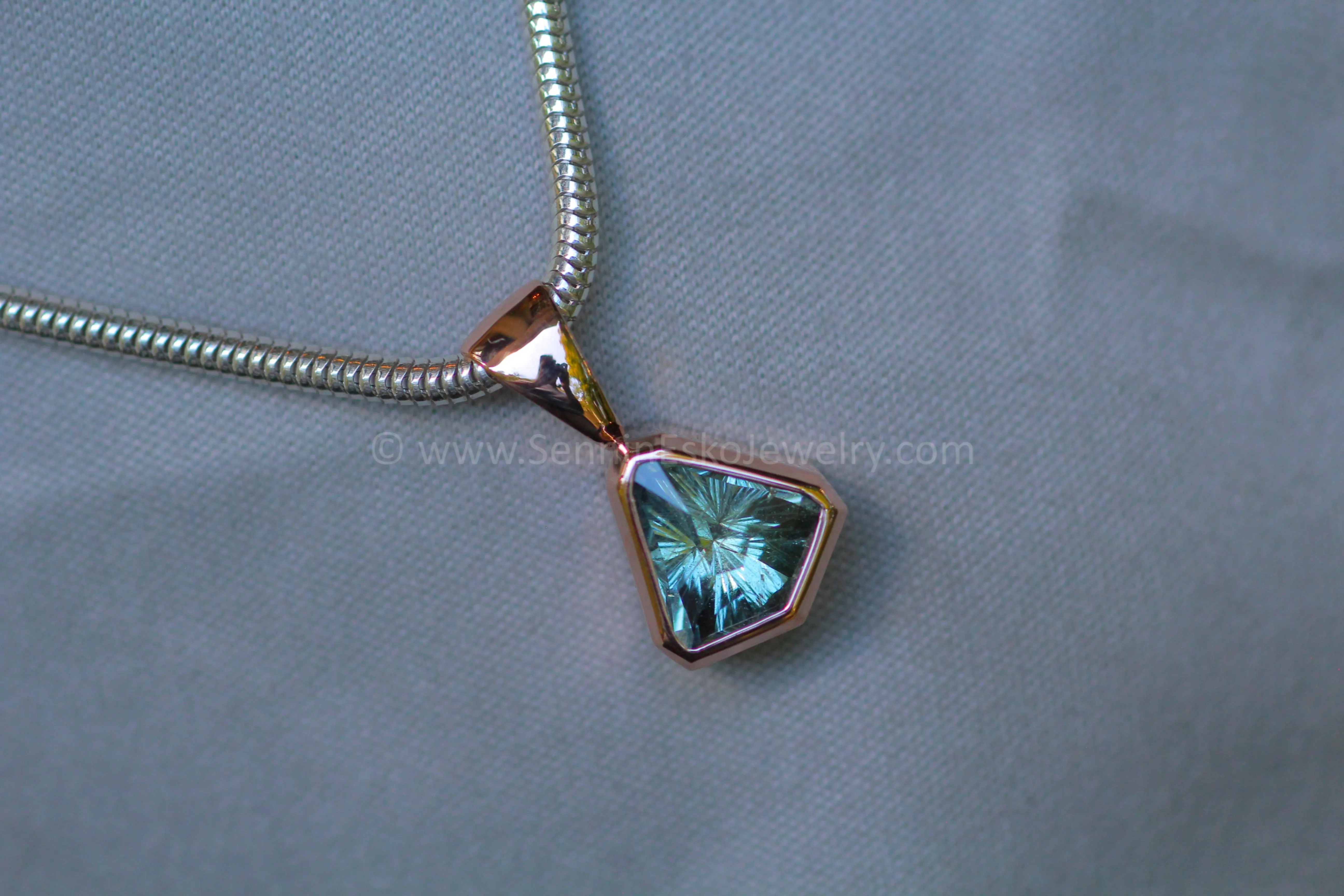 Rose Gold Pendant for Small & Medium Sized Gems - Depicted with a Fantasy cut 1.8 carat Umba Sapphire (Setting Only, Center Stone Sold Separately)