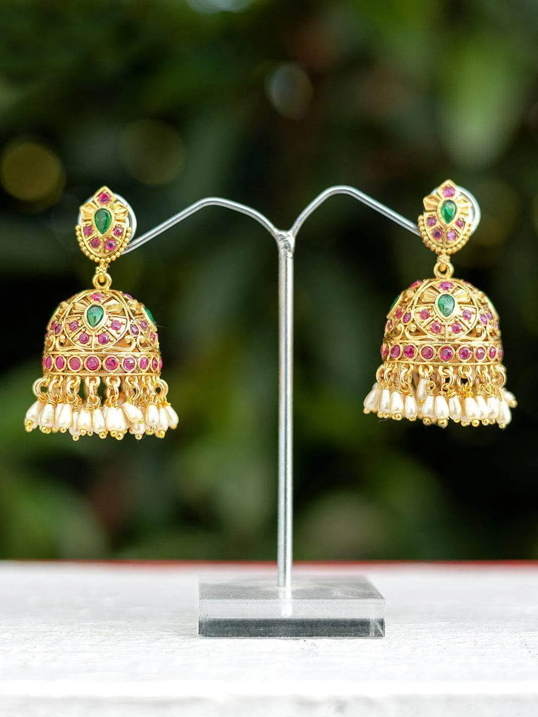 Ruby Emerald Tilak Jhumka