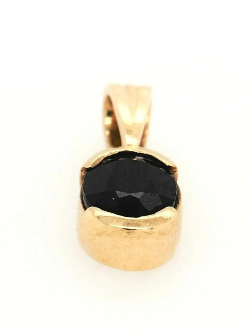 Sapphire & 9ct Yellow Gold Pendant Gemstone Necklace Fine Jewellery