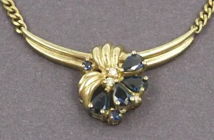 Sapphire & Diamond 9ct Yellow Gold Necklace