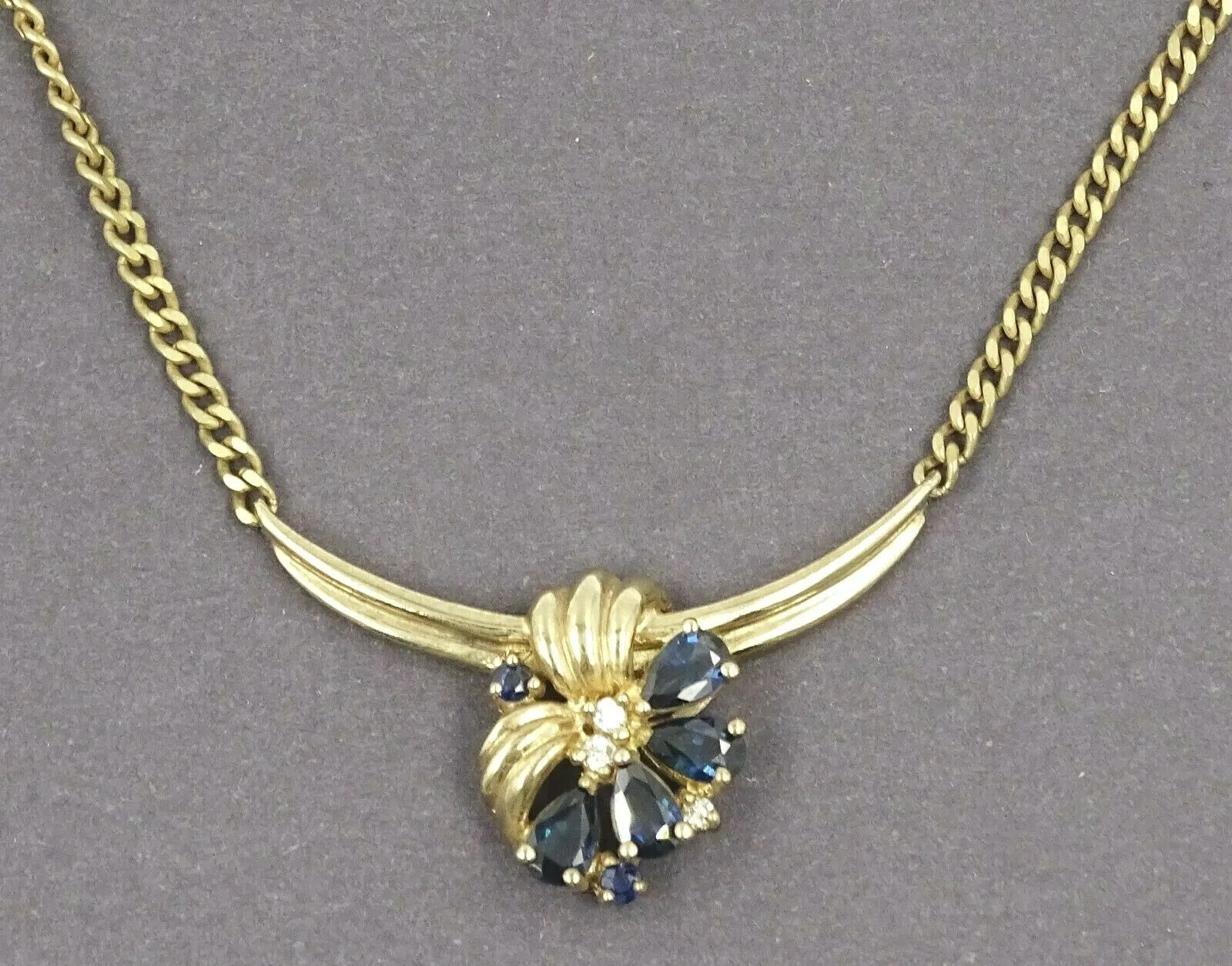 Sapphire & Diamond 9ct Yellow Gold Necklace