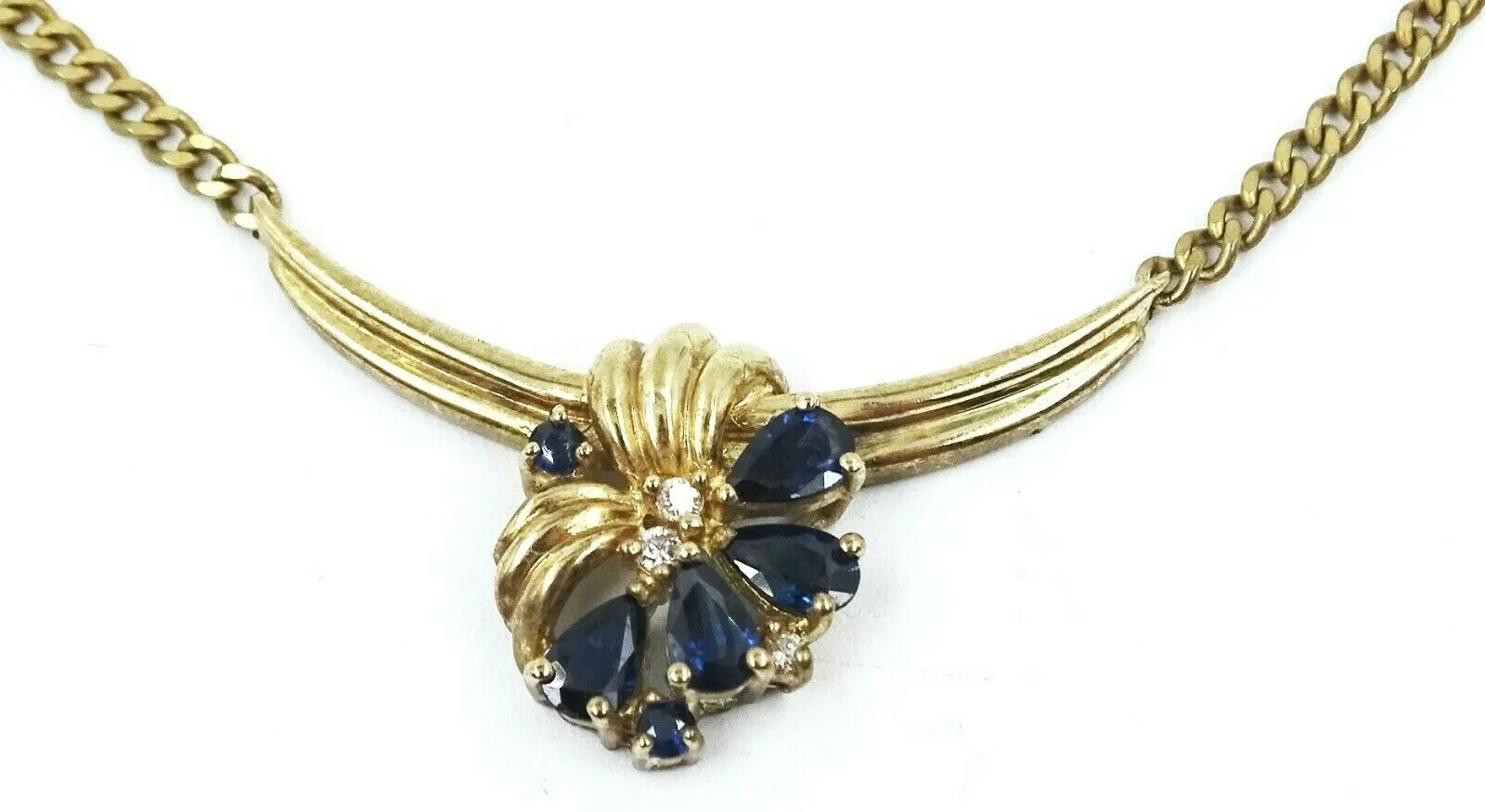 Sapphire & Diamond 9ct Yellow Gold Necklace