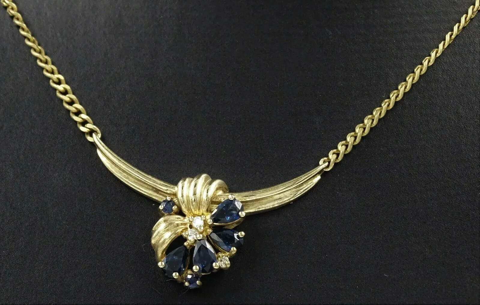 Sapphire & Diamond 9ct Yellow Gold Necklace