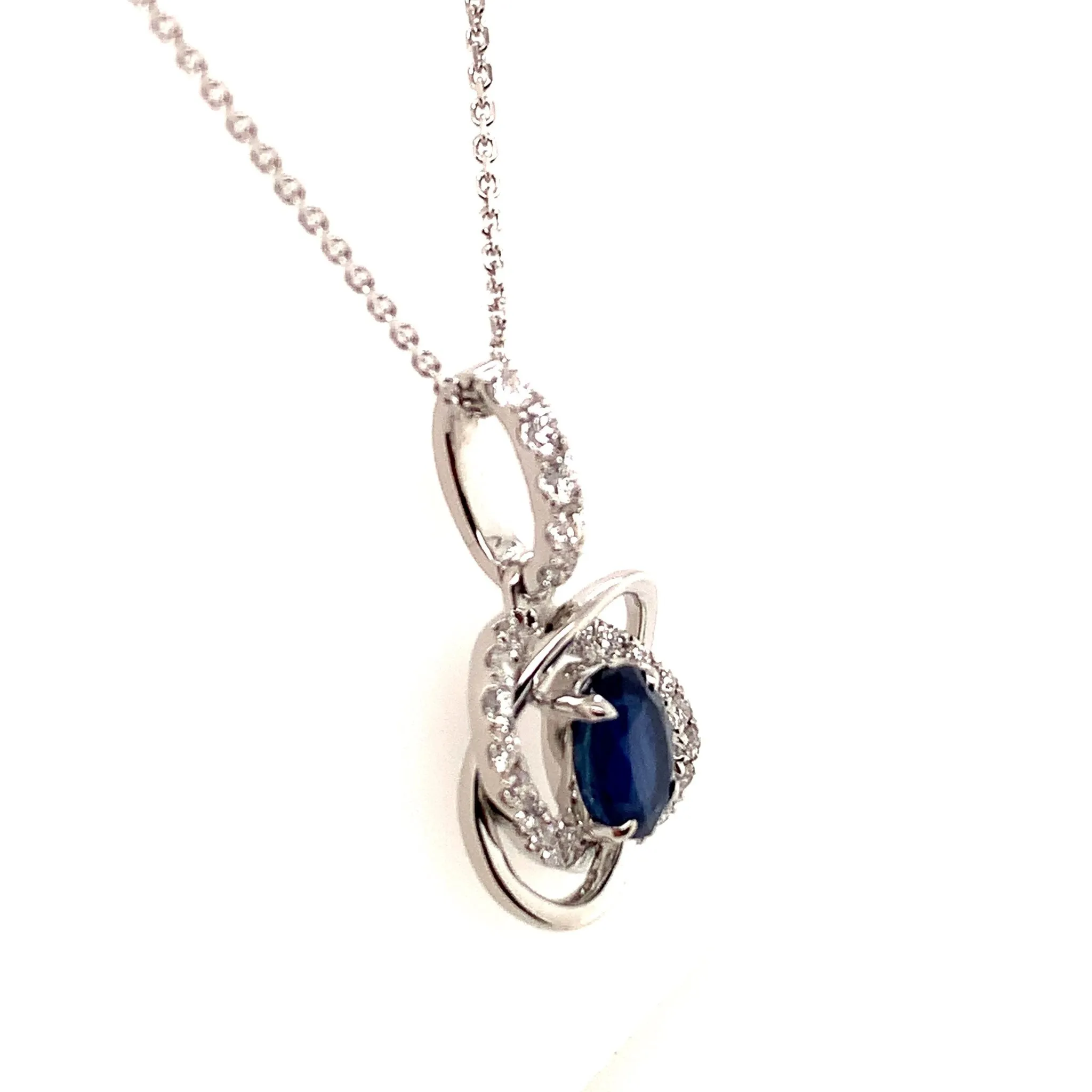 Sapphire and Diamond Open Pendant Necklace