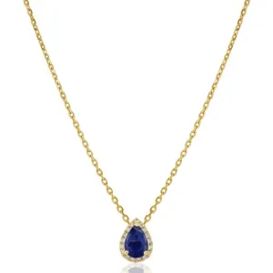 Sapphire Diamond Halo Necklace