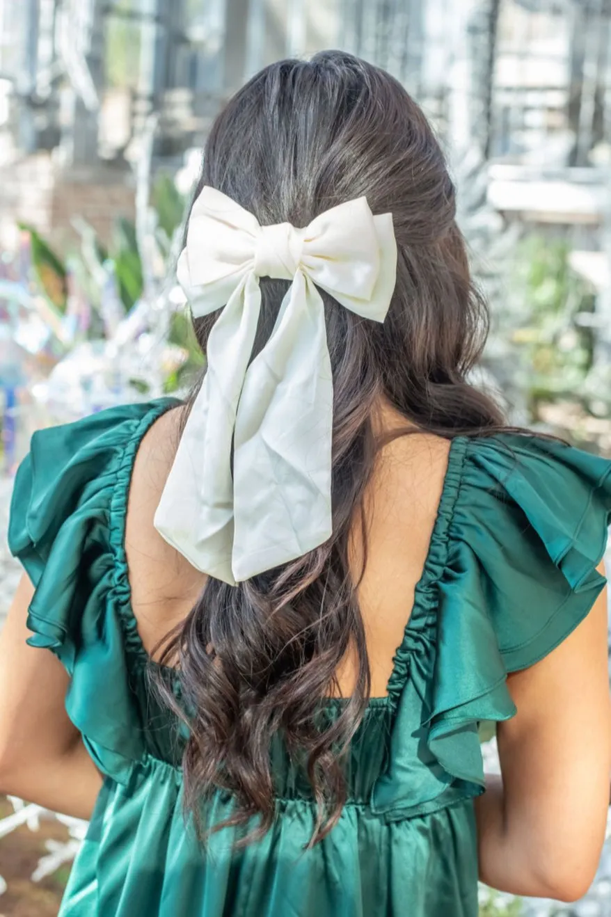 Satin Hair Bow (Cream)