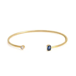 September Sapphire Birthstone Bangle - Yellow Gold