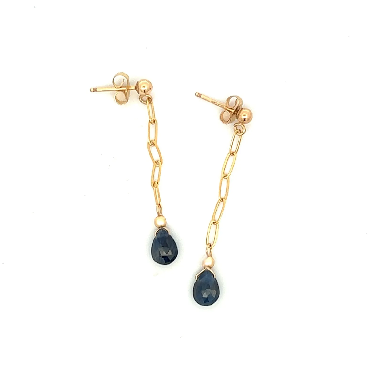 silk road - sapphire chain drop earrings