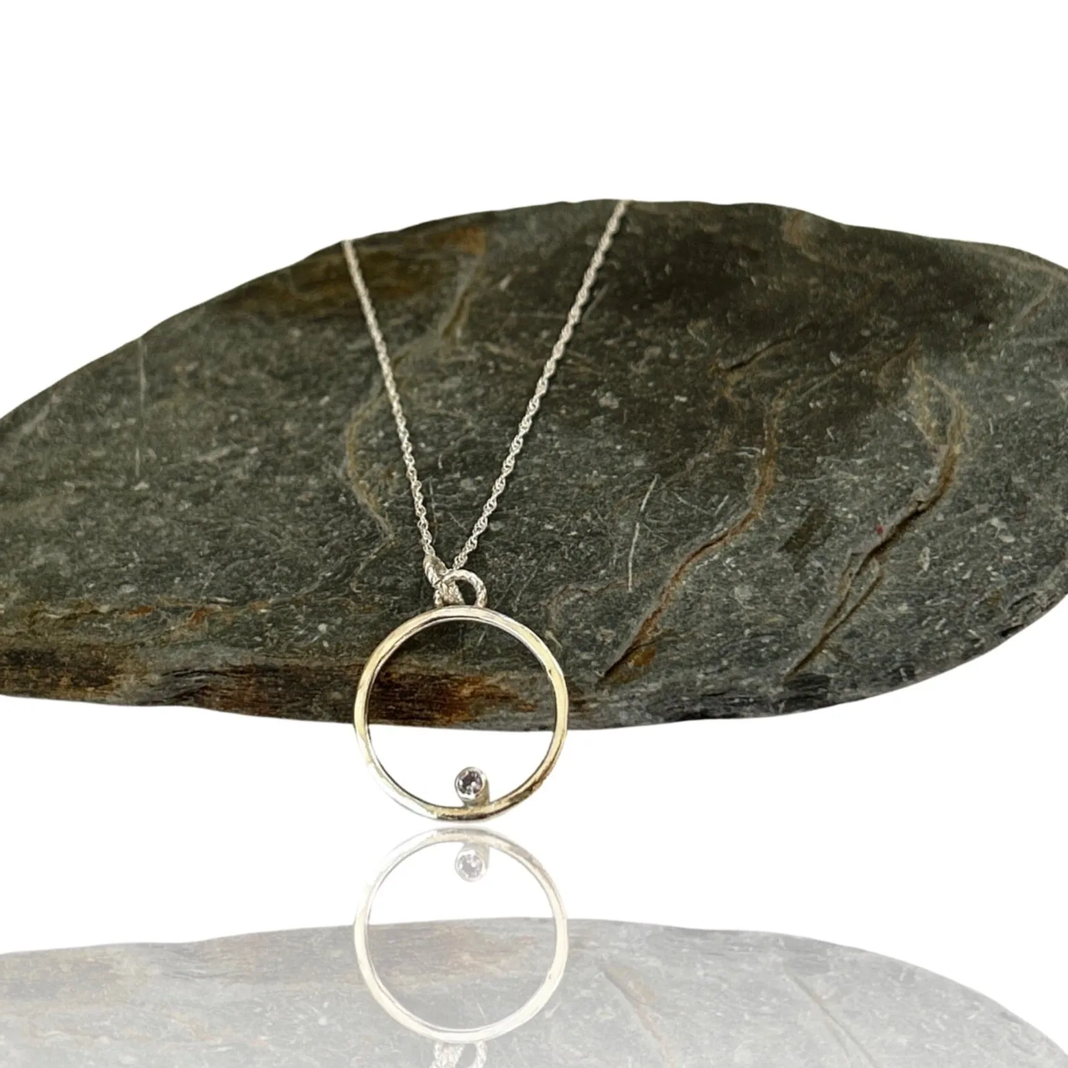 Silver Eternity Necklace With Cubic Zirconia