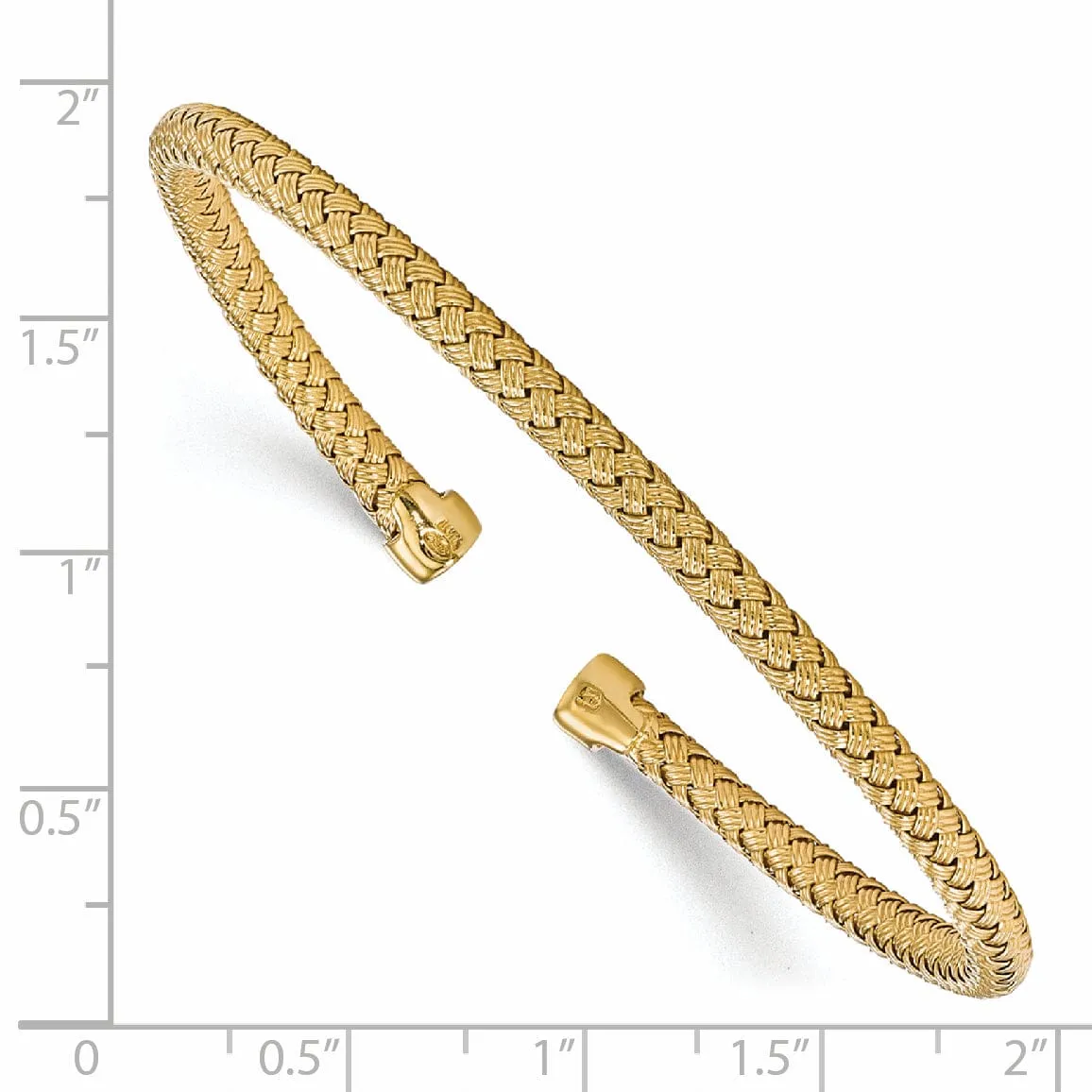 Silver Gold-plated Polished Woven Cuff Bangle