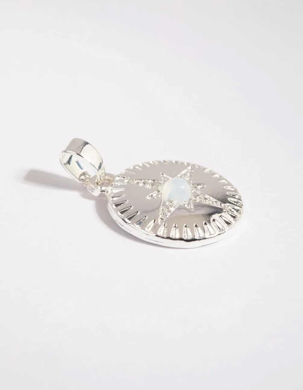 Silver Plated Moonstone Star Disc Charm