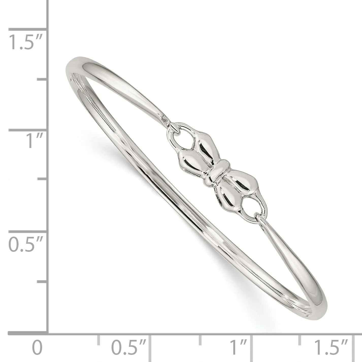 Silver Polished Finish Bow Baby Bangle Bracelet