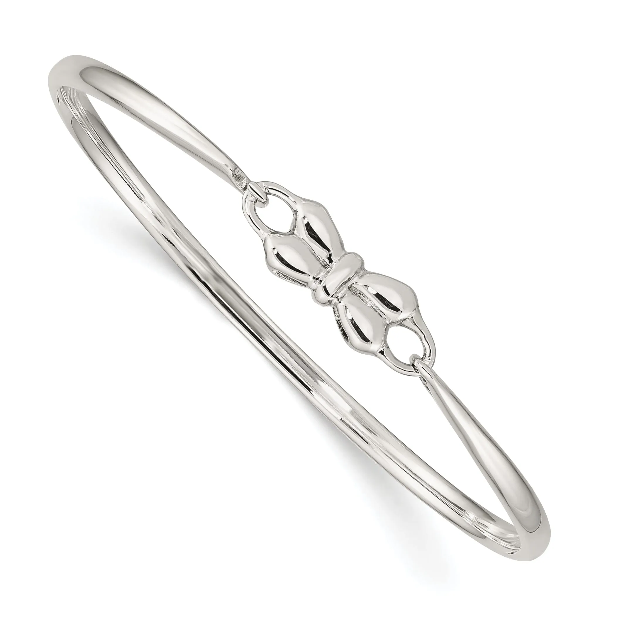 Silver Polished Finish Bow Baby Bangle Bracelet