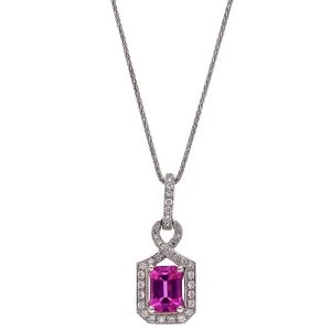 Simon G. 18K White Gold Pink Sapphire and Diamond Pendant 20" Chain