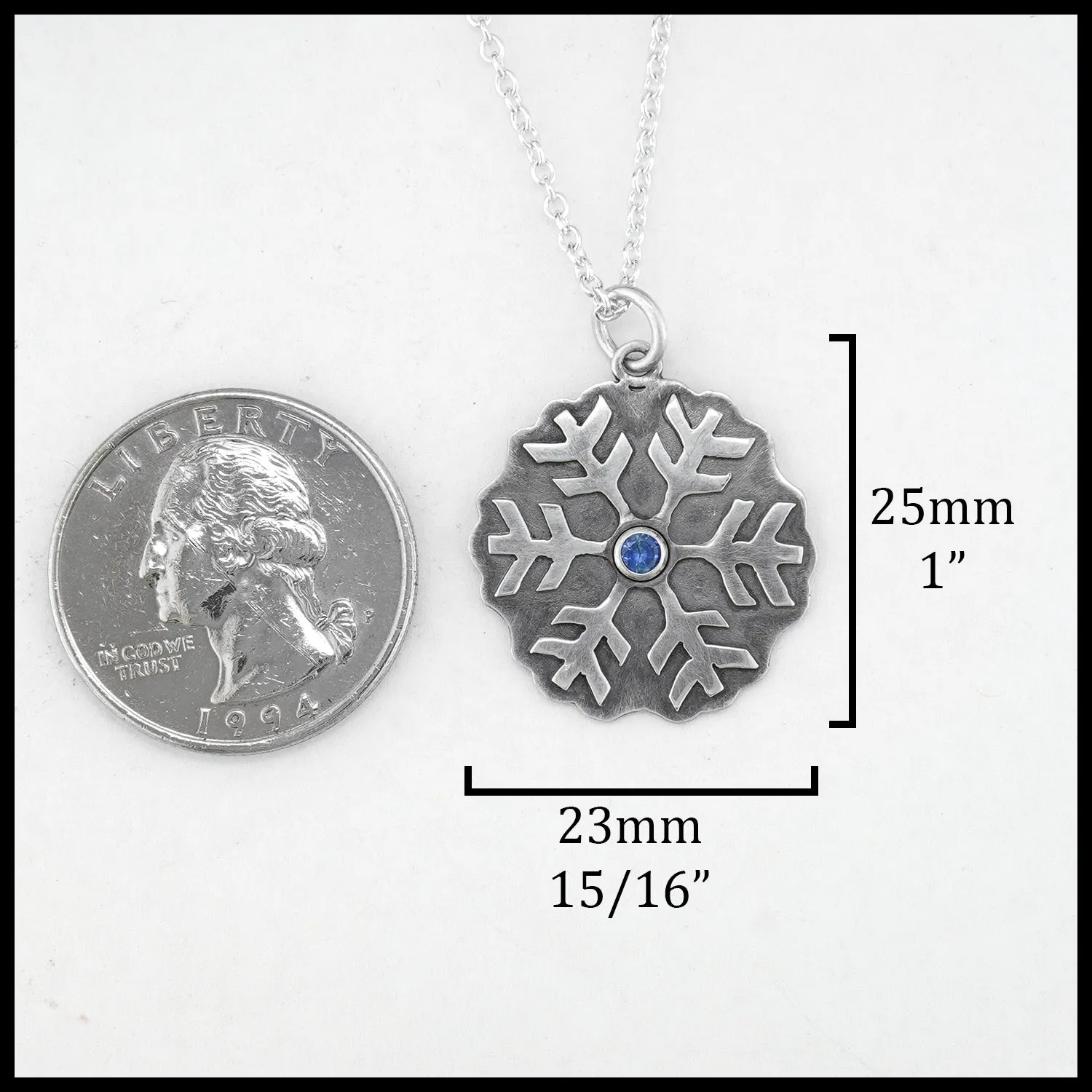 Snowflake with Sapphire Pendant