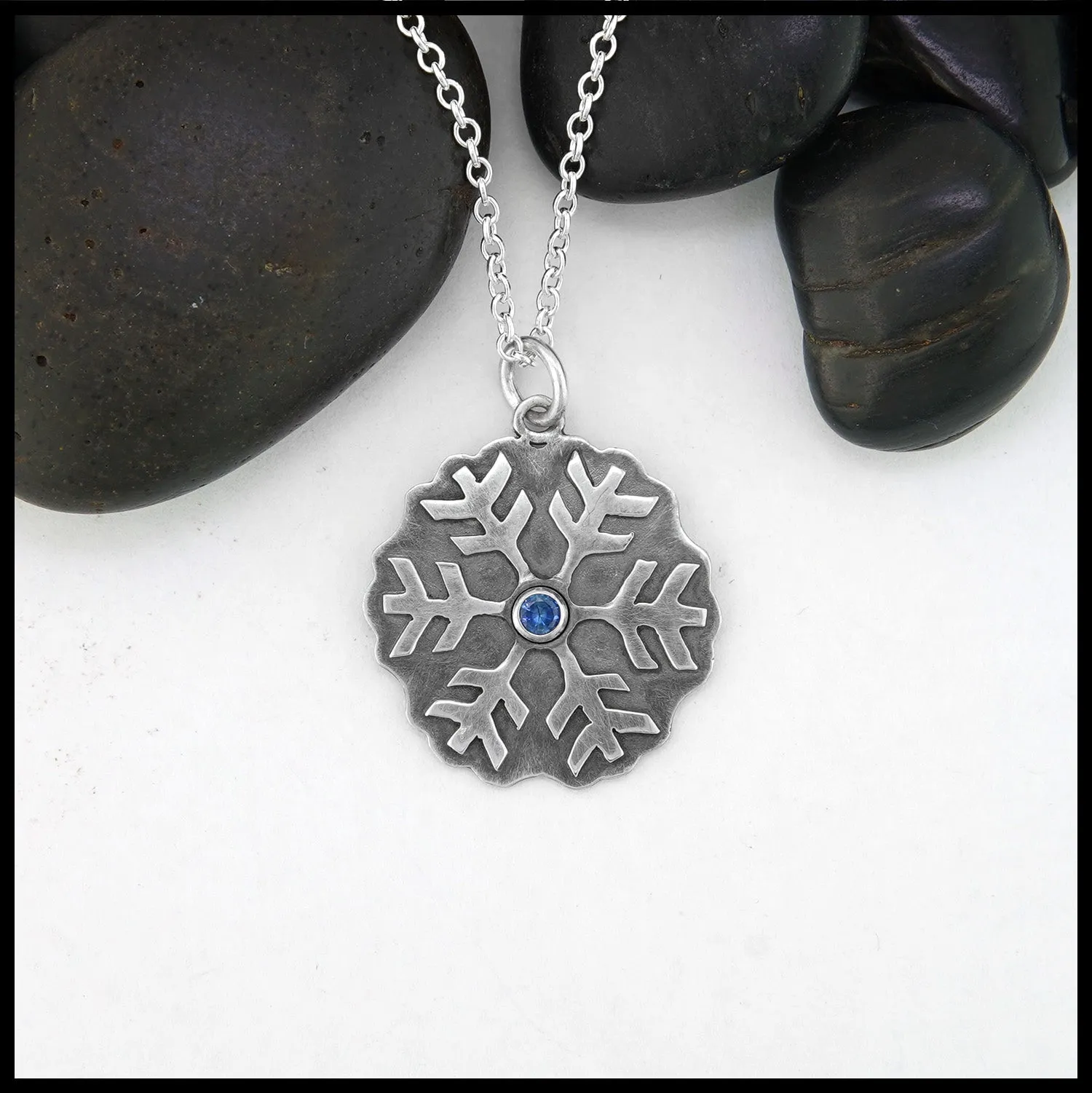 Snowflake with Sapphire Pendant