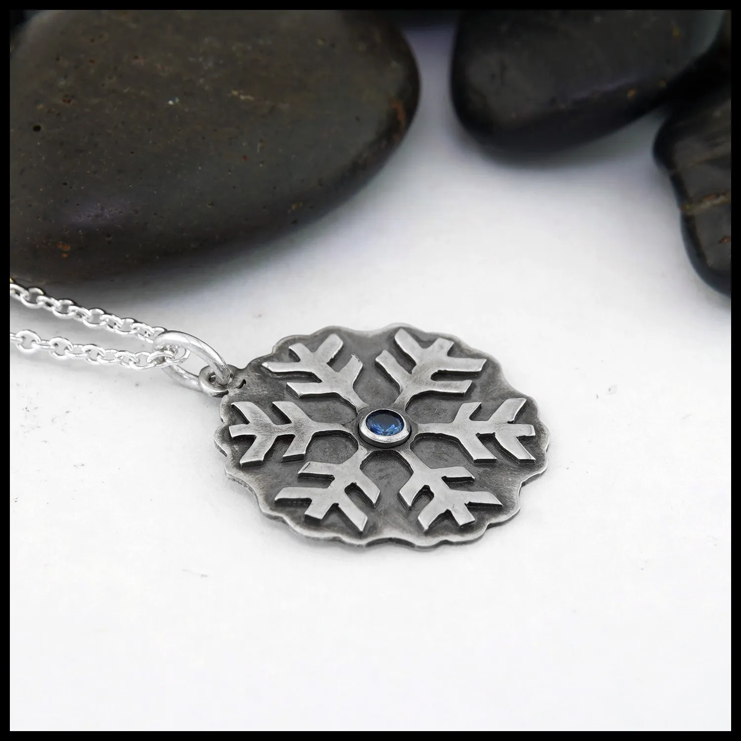 Snowflake with Sapphire Pendant