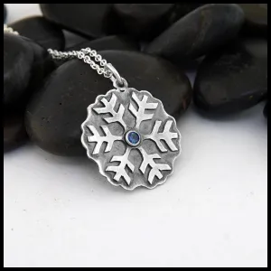 Snowflake with Sapphire Pendant