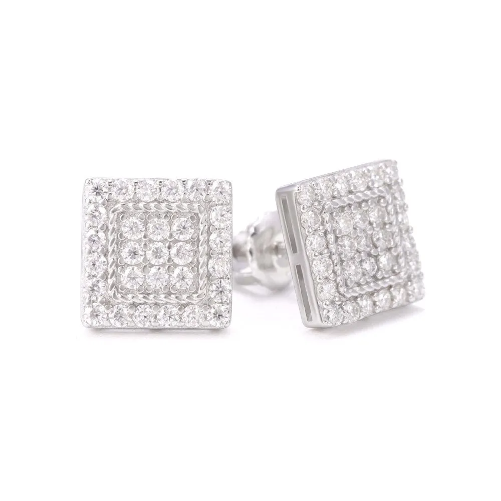 Square Wire Moissanite Earrings 14K Gold