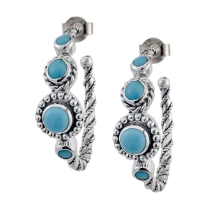 SS SLEEPING BEAUTY TURQUOISE HOOP EARRINGS