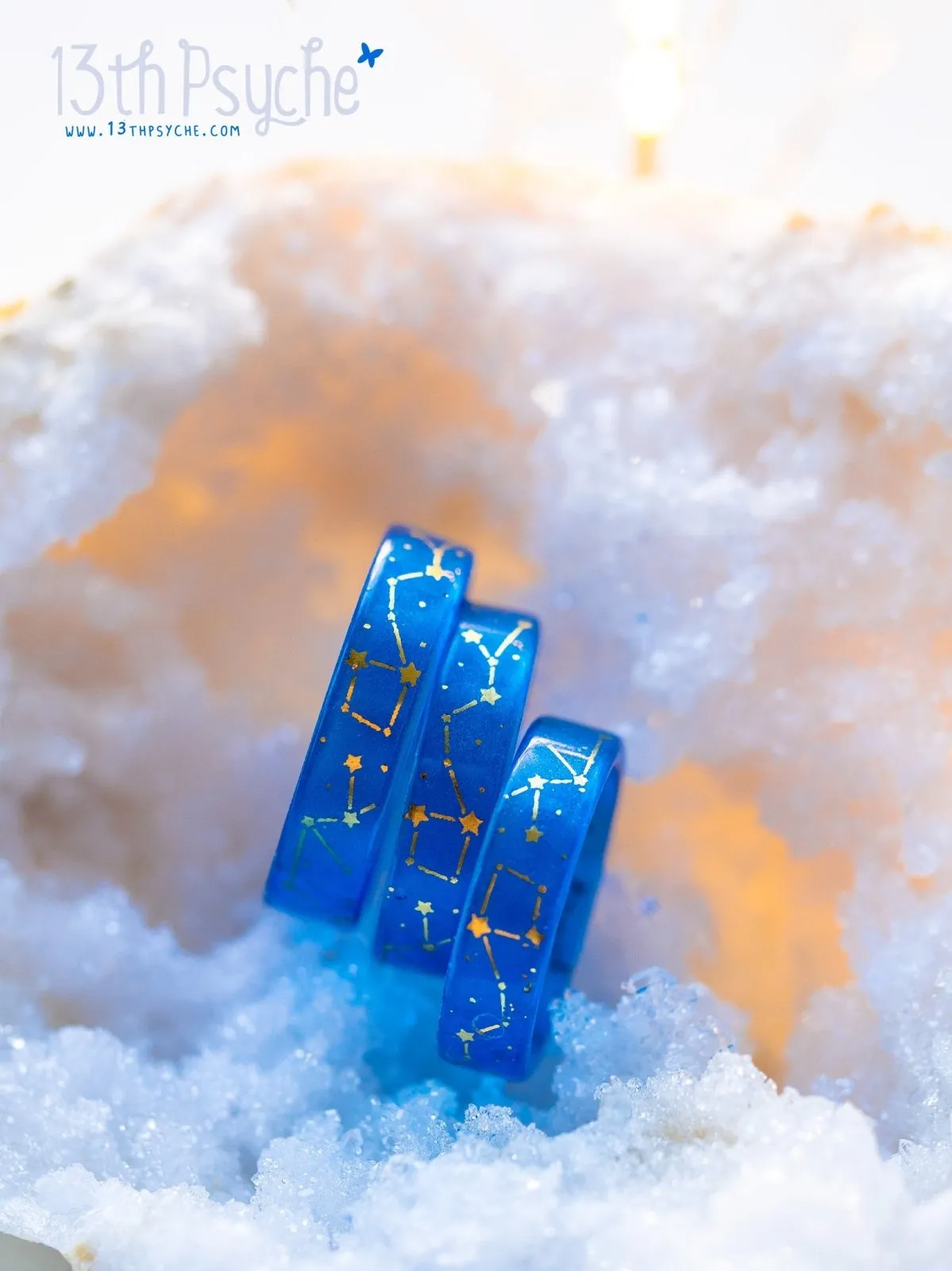 Star constellations blue resin ring