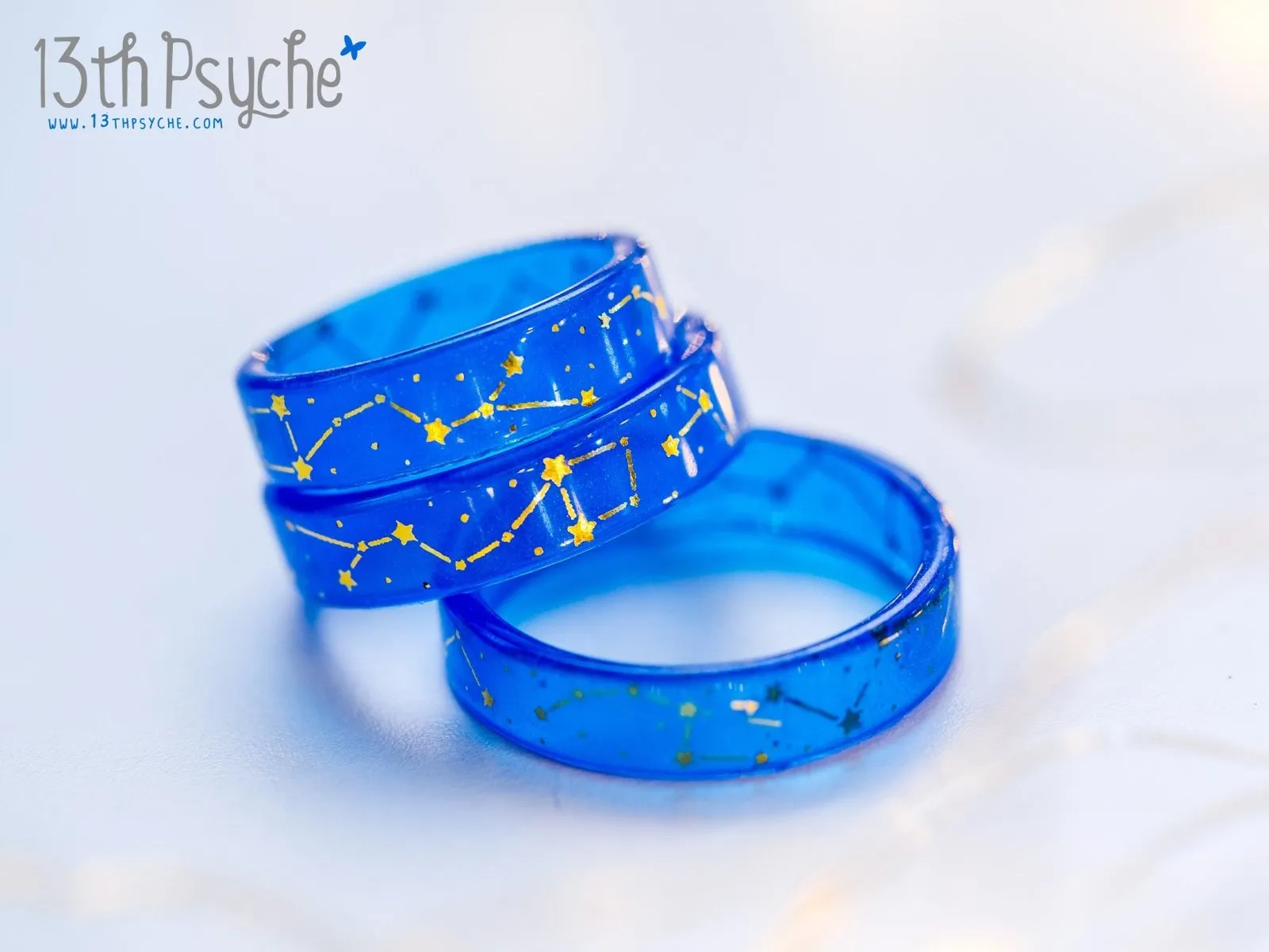 Star constellations blue resin ring