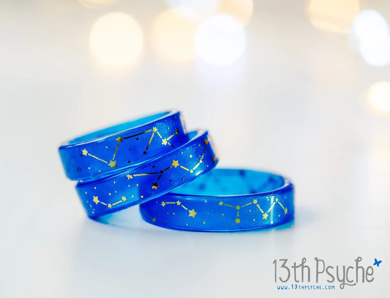 Star constellations blue resin ring