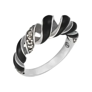 Stardust Pavé Loose Leaf Ribbon Sterling Silver Ring