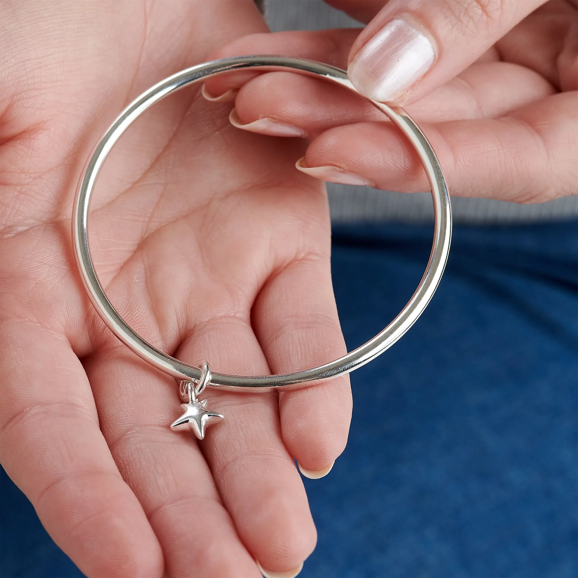 Stardust Silver Charm Bangle