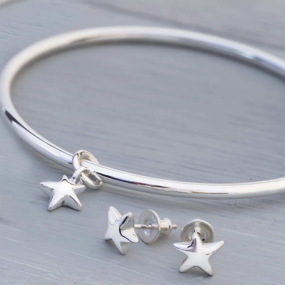 Stardust Silver Charm Bangle