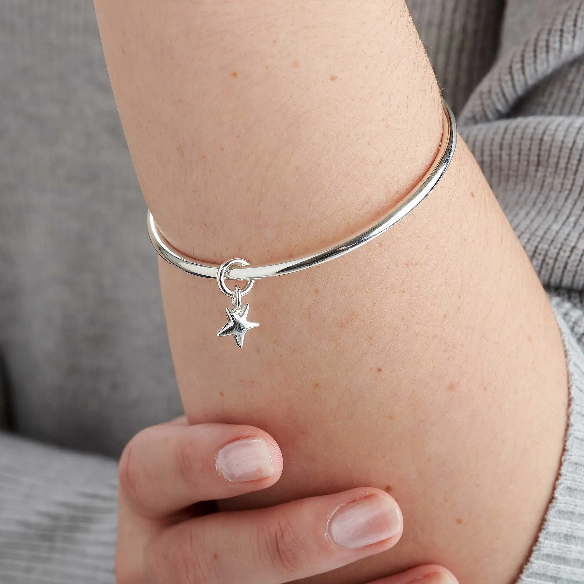 Stardust Silver Charm Bangle