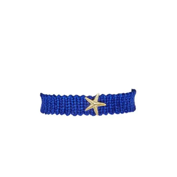 Starfish Macrame Bracelet Lapis Gold Plated