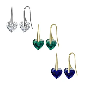 Sterling Silver Cubic Zirconia Party Heart Earrings