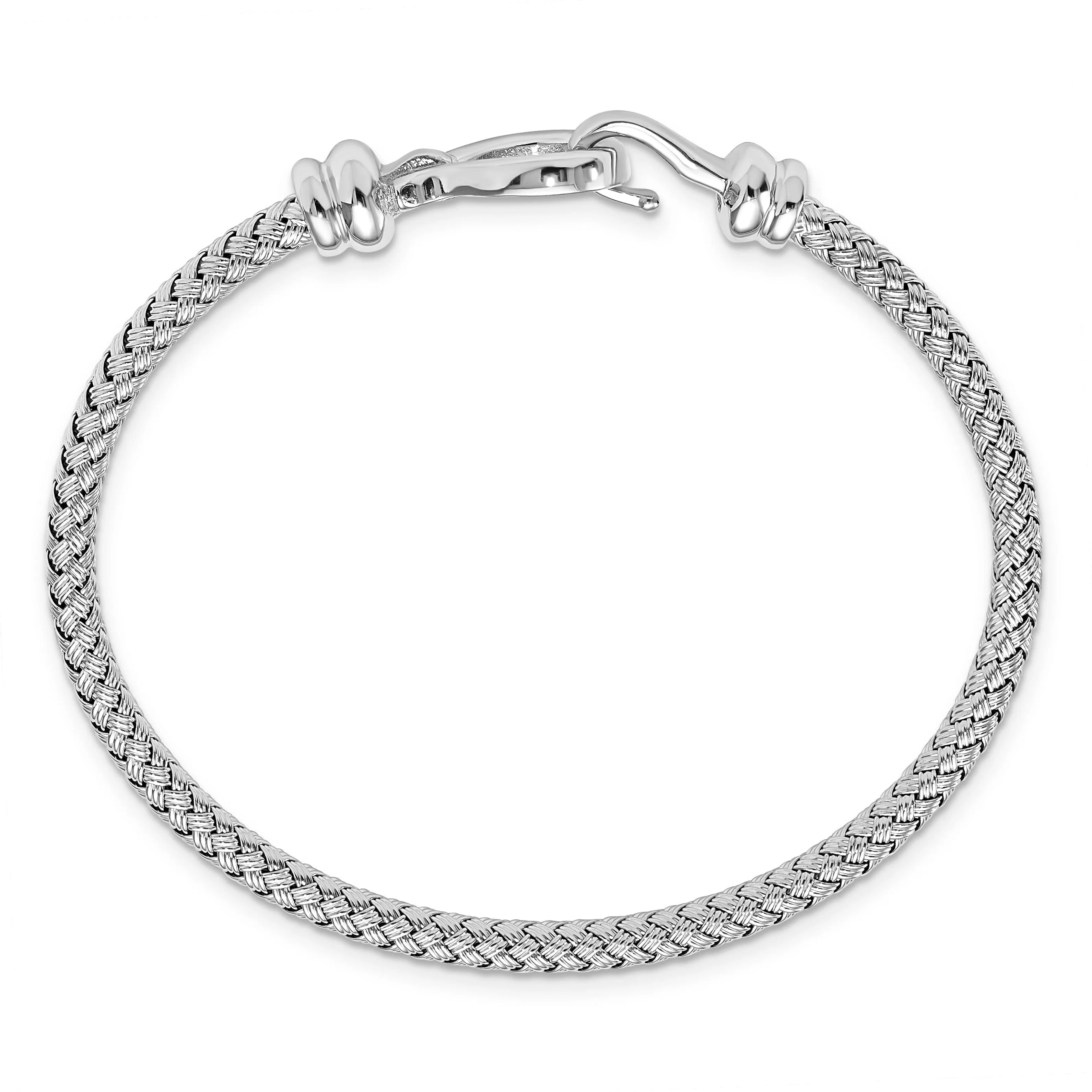 Sterling Silver Hook Rhodium Plated Bangle