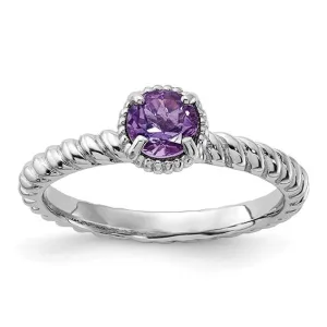 Sterling Silver Stackable Expressions Amethyst Round Ring