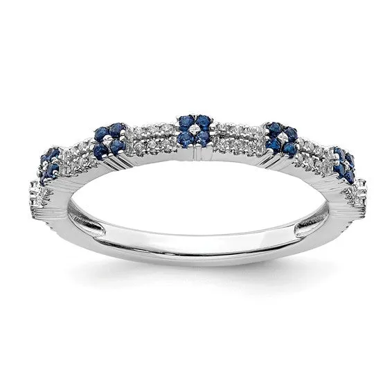 Sterling Silver Stackable Expressions Created Blue Sapphire and Diamond Ring