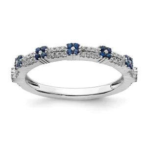 Sterling Silver Stackable Expressions Created Blue Sapphire and Diamond Ring