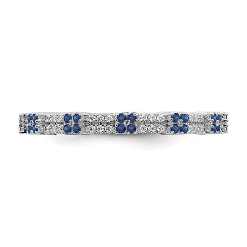 Sterling Silver Stackable Expressions Created Blue Sapphire and Diamond Ring