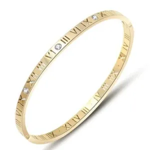 Susan Rose Celene /Numerical Gold /Stainless Steel Bangle