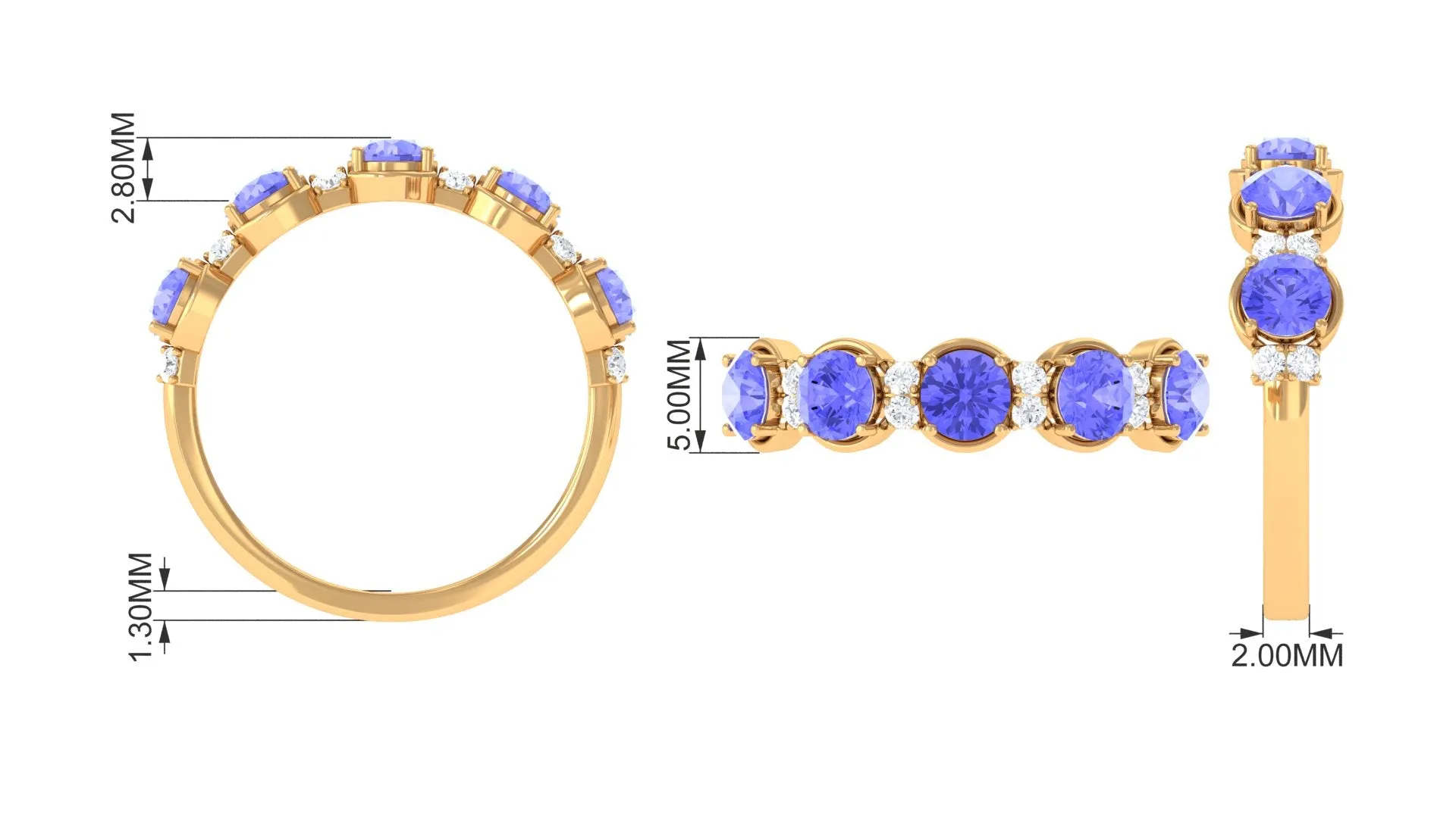 Tanzanite Wedding Half Eternity Ring