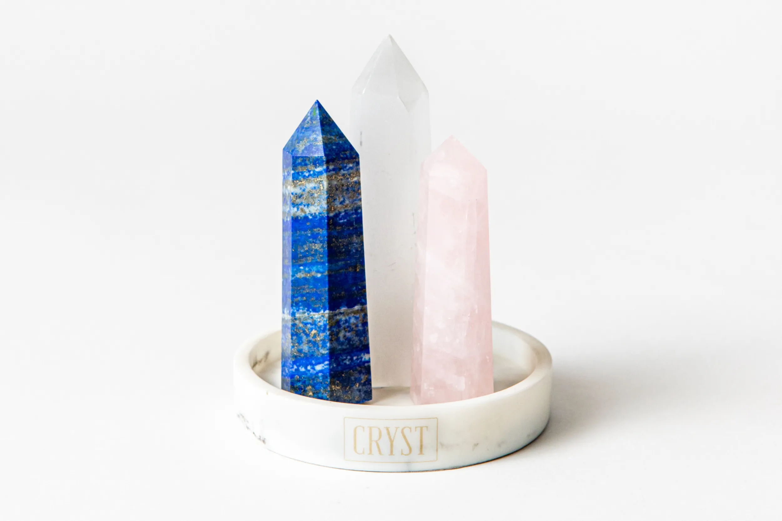 Taurus Crystal Trio - Rose Quartz, Selenite   Lapis Lazuli