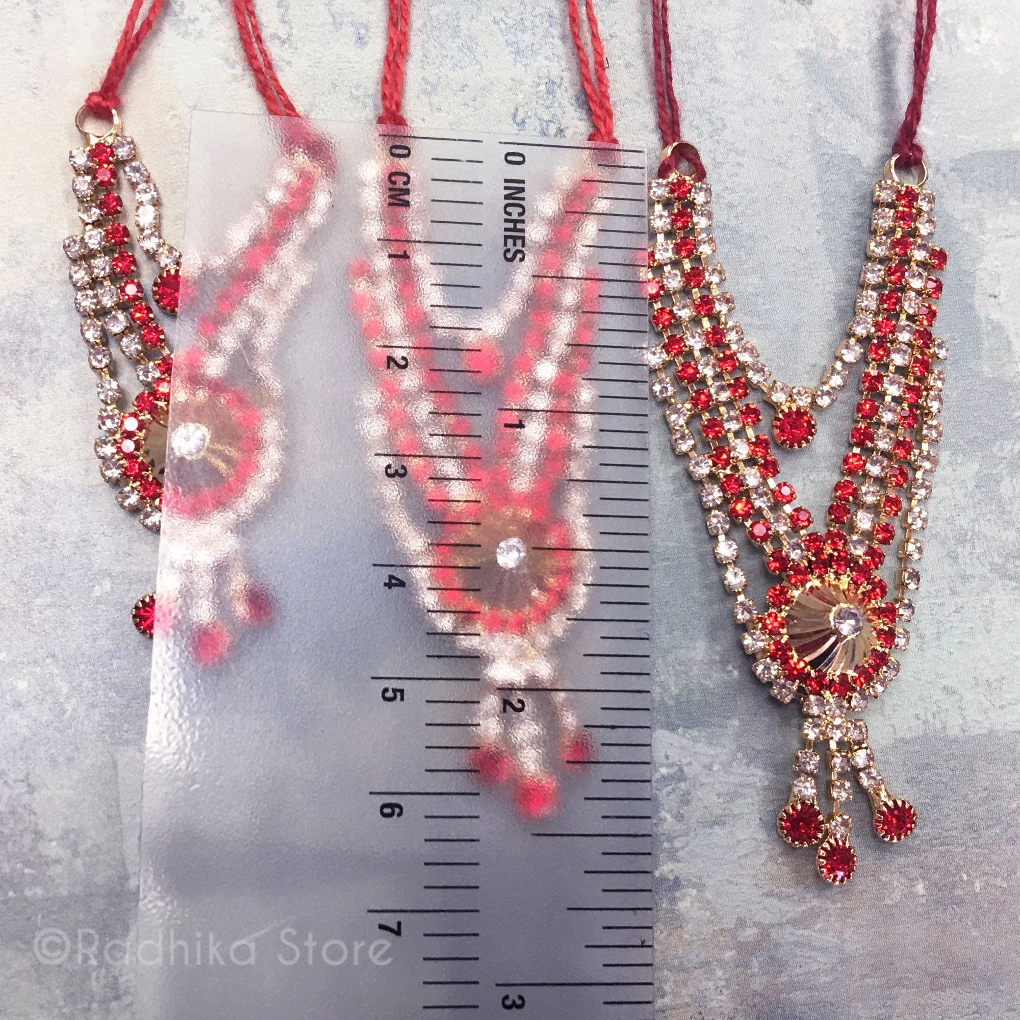 Temple Dome - Ruby Red- Multi Strand - Rhinestone Deity Necklace