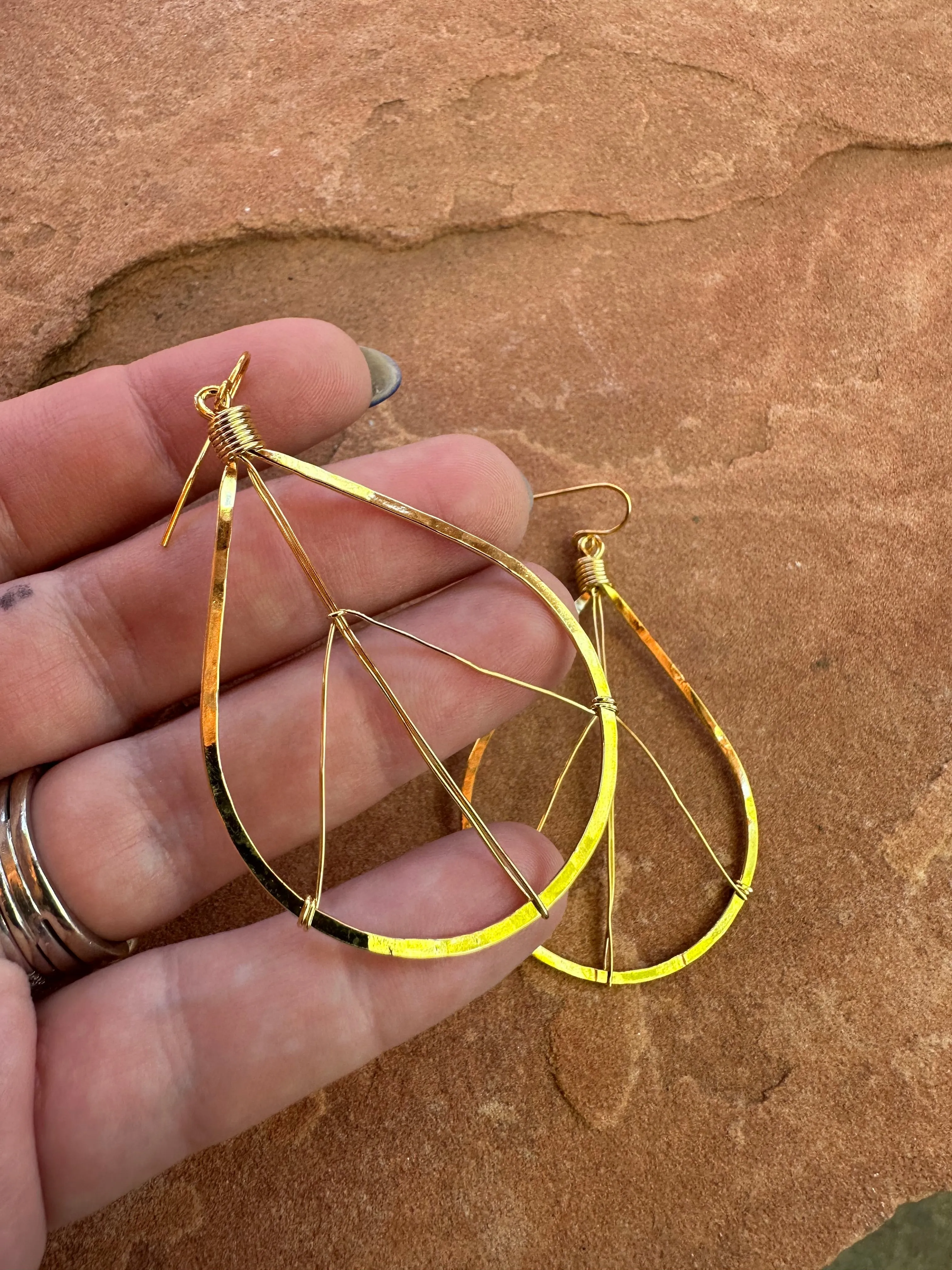 “The Golden Collection” Peace Hoops Handmade 14k Gold Plated Earrings