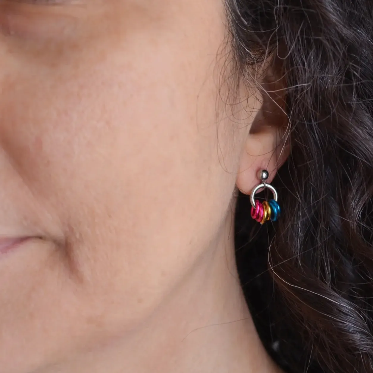 Tiny Hoop Flag Earrings - Pansexual Pride